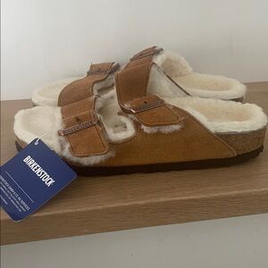 Birkenstock Tan Shearling Sandals
